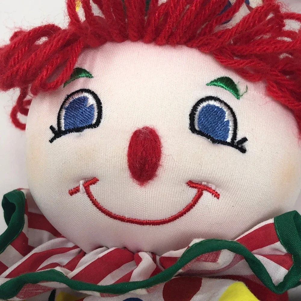 Vintage Kids II Plush Clown Musical Crib Pull Primary Colors Doll Polka Dot 1996